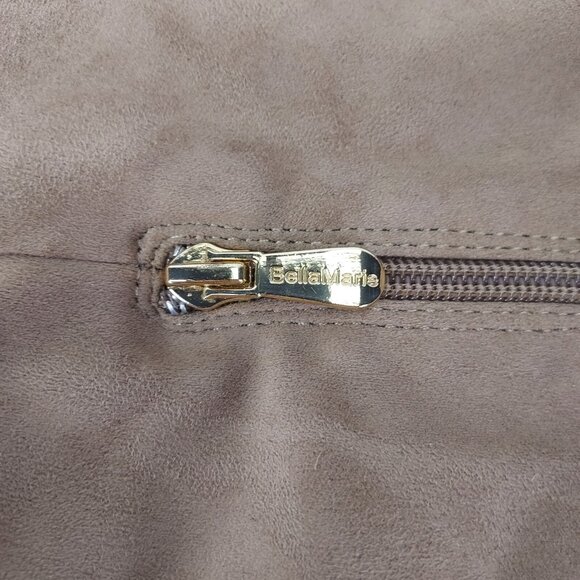 Bella Marie Boots Women's Sz 7 Suede Over The Knee 3.5" Block Heel Taupe Lace-up - Picture 7 of 16